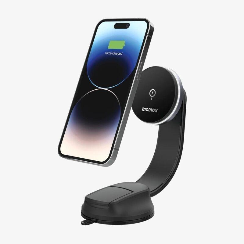 Momax Q.Mag Mount 5 15W Magnetic Wireless Charging Car Mount Suction Cup - Black, , large image number 1