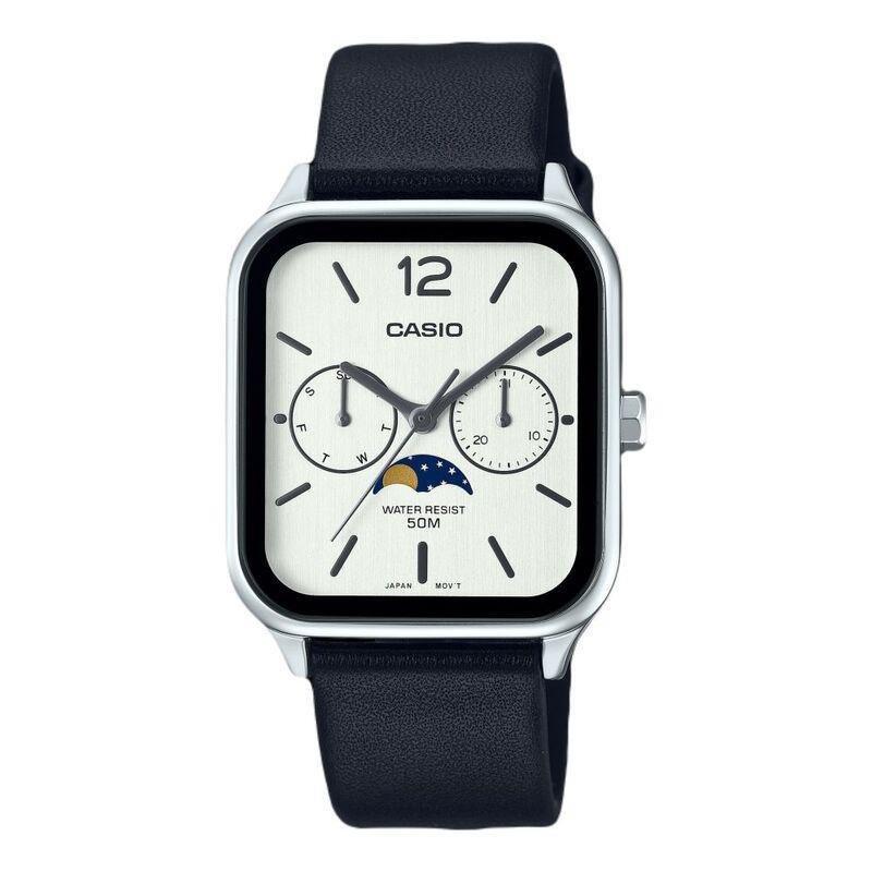 Casio MTP-M305L-7AVDF Men's Analog Leather Watch - Black / Silver, , large image number 0