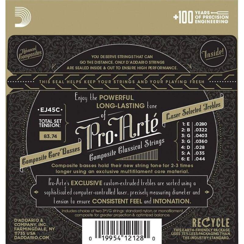 D'Addario EJ45C Pro-Arte’ Composite Clear Nylon Classical Guitar Strings - Normal Tension, , large image number 2