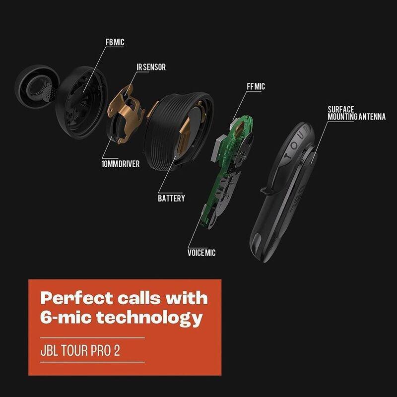 JBL - JBL Tour Pro 2 True Wireless Noise Cancellation Earbuds - Black