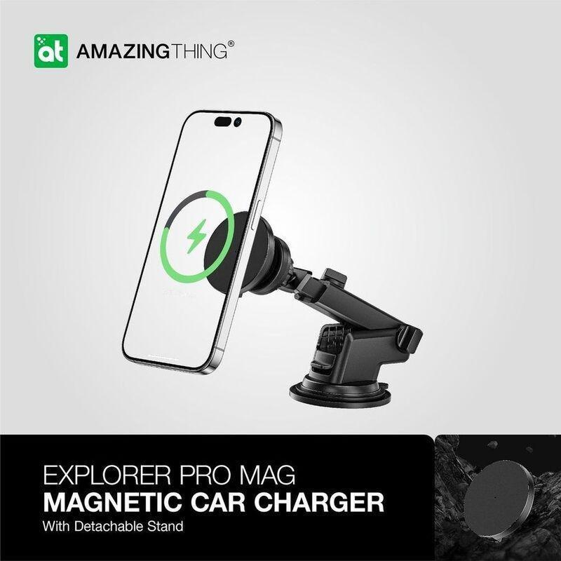 AmazingThing Explorer Pro Mag 15W Car Mount with USB-C to USB-C Cable 1.2m - Black, , large image number 1