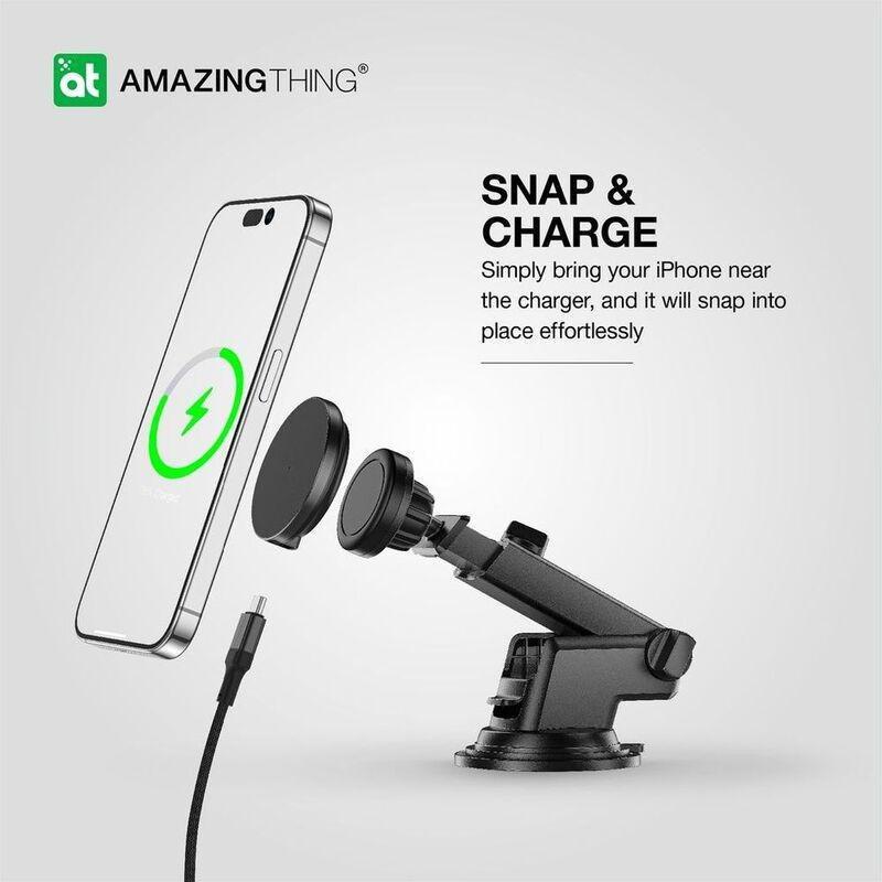 AmazingThing Explorer Pro Mag 15W Car Mount with USB-C to USB-C Cable 1.2m - Black, , large image number 2