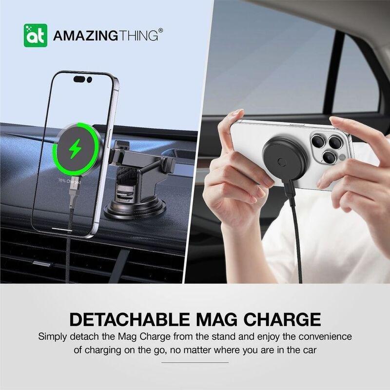AmazingThing Explorer Pro Mag 15W Car Mount with USB-C to USB-C Cable 1.2m - Black, , large image number 3