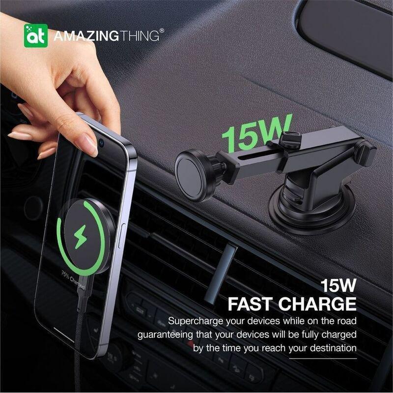AmazingThing Explorer Pro Mag 15W Car Mount with USB-C to USB-C Cable 1.2m - Black, , large image number 4