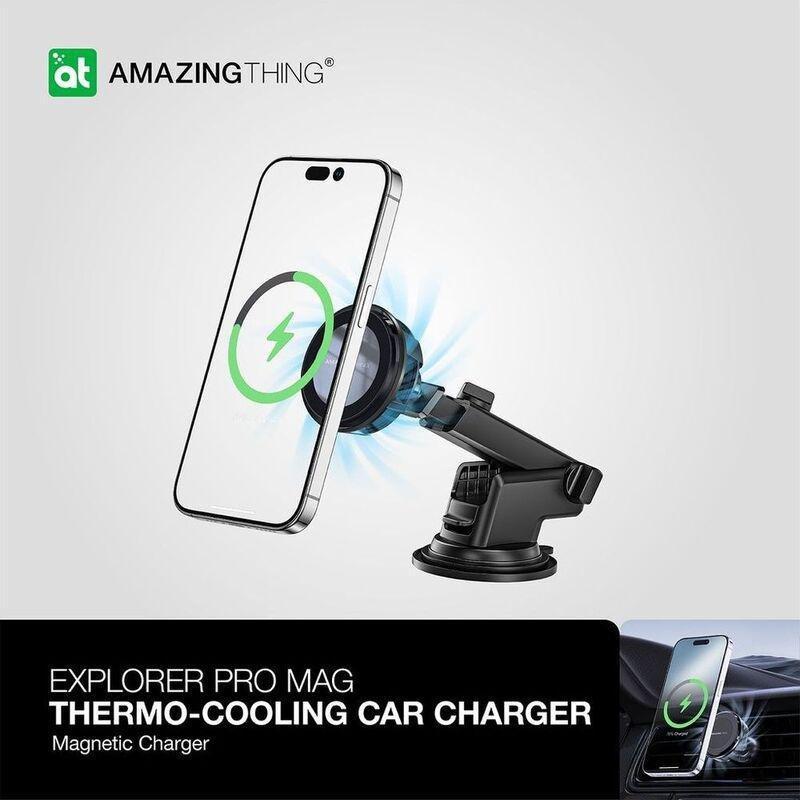 AmazingThing Thermo-Cooling Mag 15W Car Mount with USB-C to USB-C Cable 1.2m - Black, , large image number 1