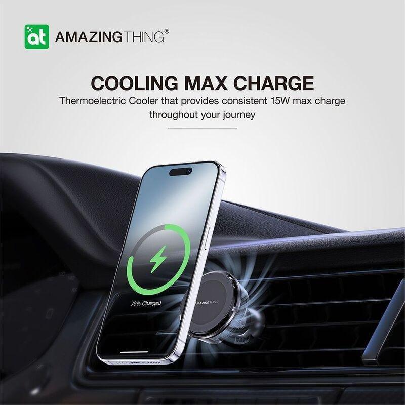AmazingThing Thermo-Cooling Mag 15W Car Mount with USB-C to USB-C Cable 1.2m - Black, , large image number 2