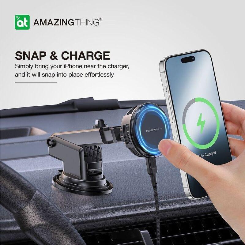 AmazingThing Thermo-Cooling Mag 15W Car Mount with USB-C to USB-C Cable 1.2m - Black, , large image number 5