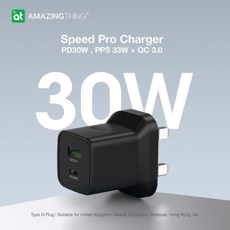 AmazingThing Speed Pro PD 33W 1C1A Wall Charger - Black (UK), , large image number 1