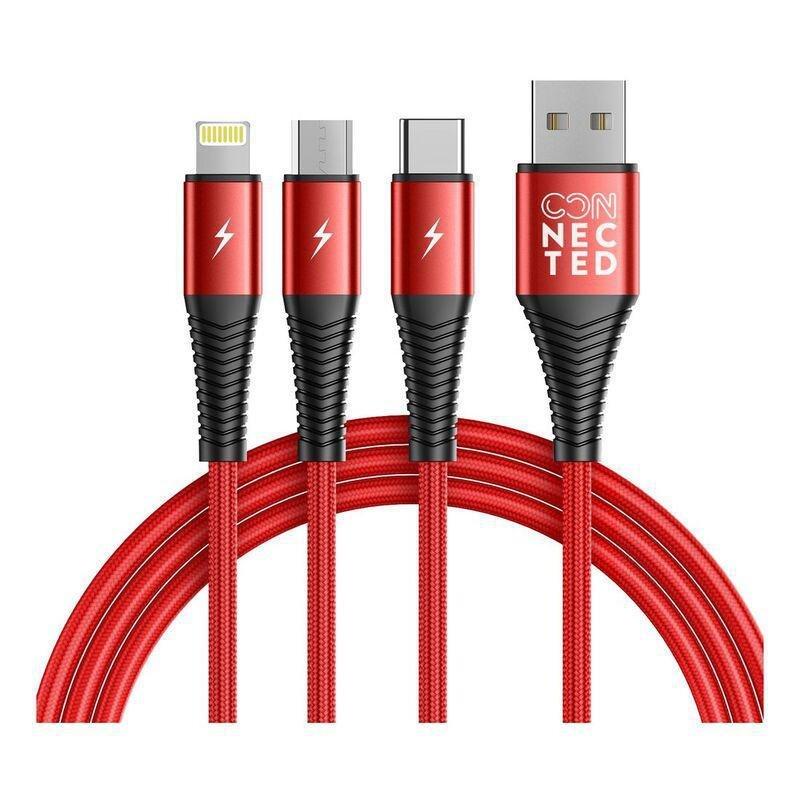 Nintendo Switch OLED - Mario RED Edition Console + Connected Thicky 3-in-1 USB-A to Lightning/USB-C/Micro USB Cable 1.2m - Red (Bundle), , large image number 2