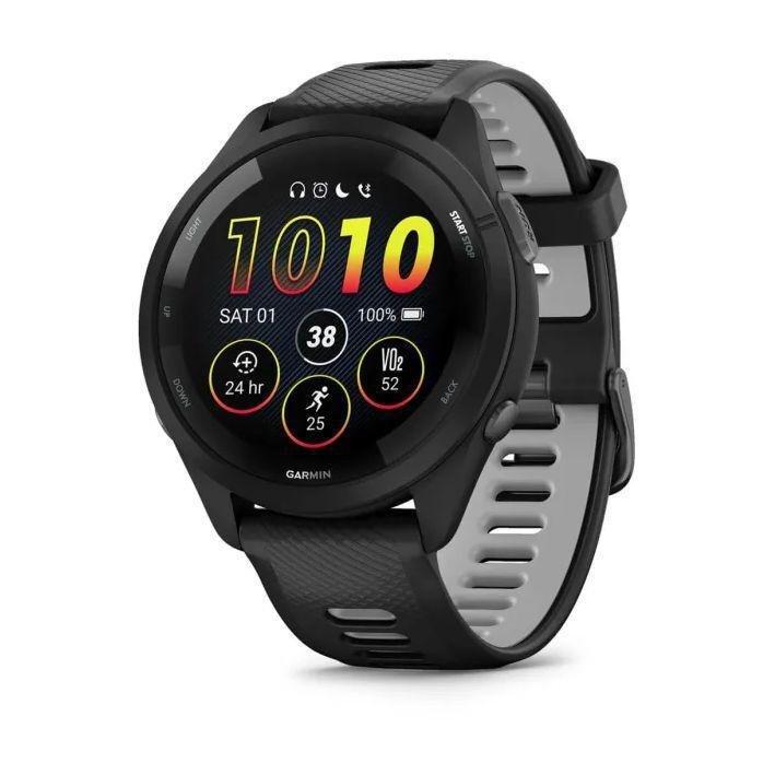 Garmin Forerunner 265 Smartwatch - Black Bezel And Case With Black/Powder Gray Silicone Band, , large image number 0