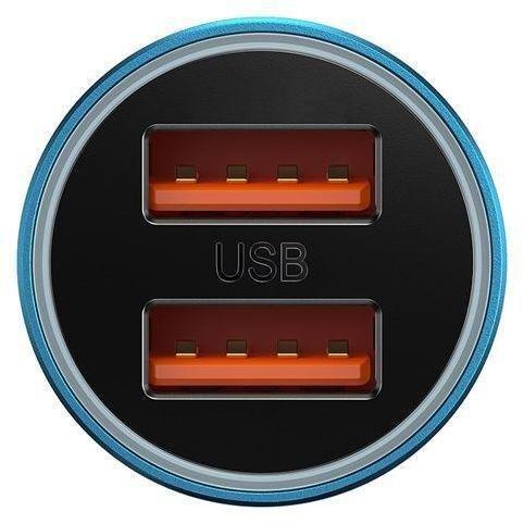 Baseus Golden Contactor Max Dual Fast Charger Car Charger USB-A + USB-C 60W - Blue, , large image number 4