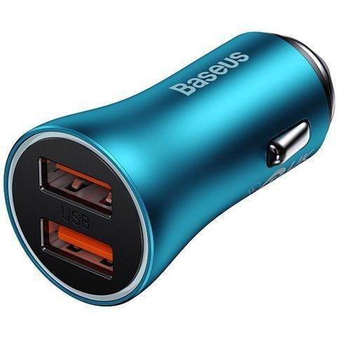 Baseus Golden Contactor Max Dual Fast Charger Car Charger USB-A + USB-C 60W - Blue, , large image number 5