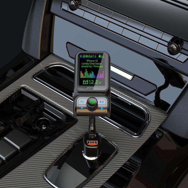 Porodo Dual Port Car Charger FM Transmitter PD 36W QC 18W - Black, , large image number 2