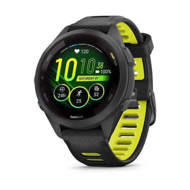 Garmin Forerunner 265S Smartwatch - Black Bezel And Case With Black/Amp Yellow Silicone Band, , medium