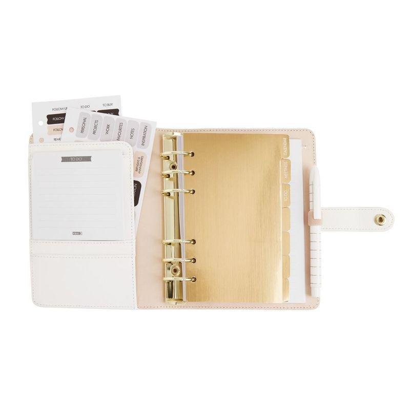 KIKKI.K - kikki.K Leather Personal Planner Medium Pause Guld White