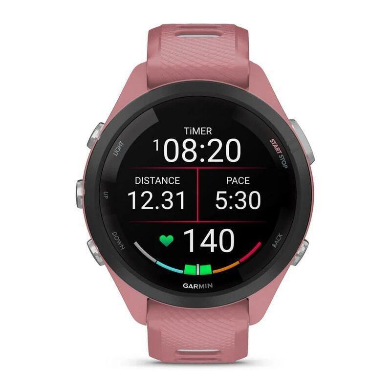 Garmin Forerunner 265S Smartwatch - Black Bezel With Light Pink Case And Light Pink/Powder Grey Silicone Band, , large image number 1