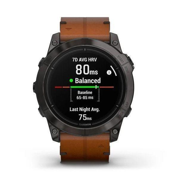 GARMIN - Garmin epix Pro (Gen 2) - Sapphire Edition Smartwatch - Carbon Grey DLC Titanium with Chestnut Leather Band (51mm)