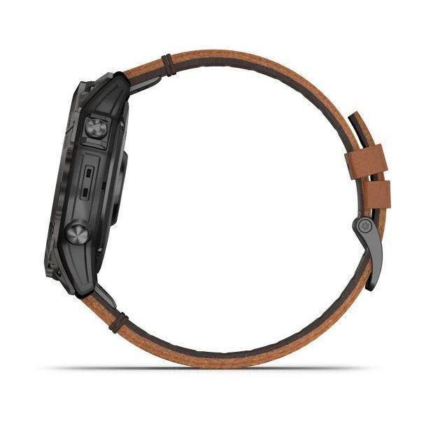 GARMIN - Garmin epix Pro (Gen 2) - Sapphire Edition Smartwatch - Carbon Grey DLC Titanium with Chestnut Leather Band (51mm)