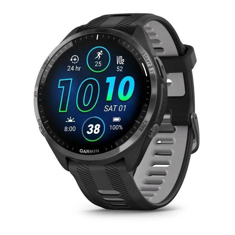Garmin Forerunner 965 Smartwatch - Carbon Grey Dlc Titanium Bezel With Black Case And Black/Powder Grey Silicone Band, , medium