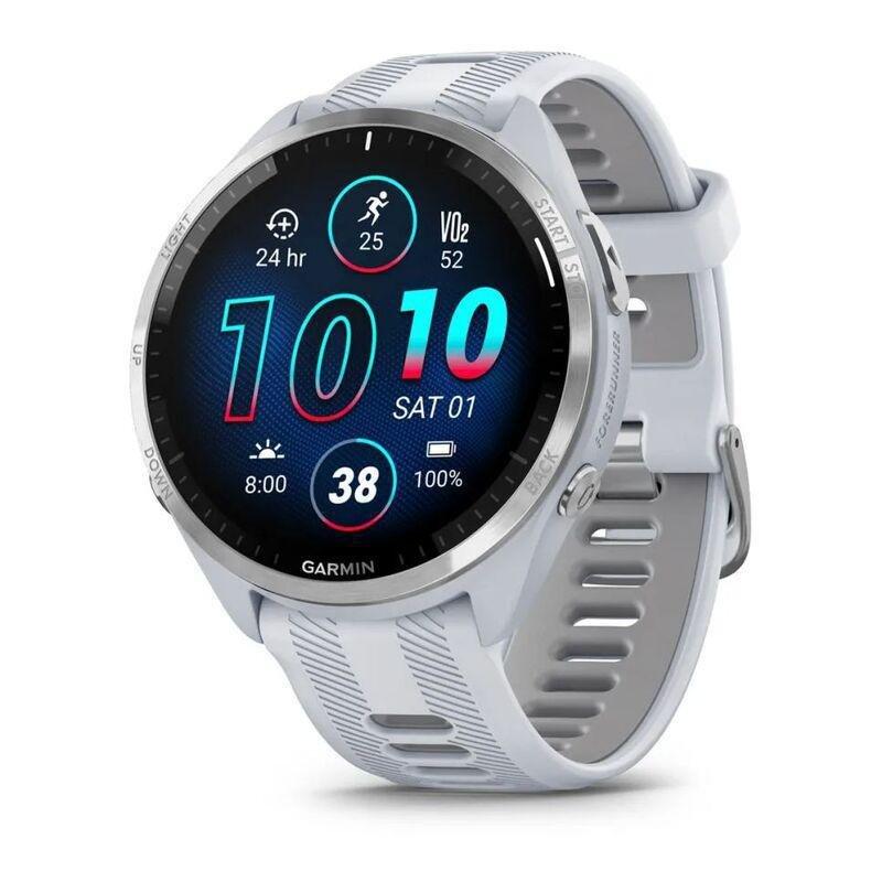 Garmin Forerunner 965 Smartwatch - Titanium Bezel With Whitestone Case And Whitestone/Powder Grey Silicone Band, , medium