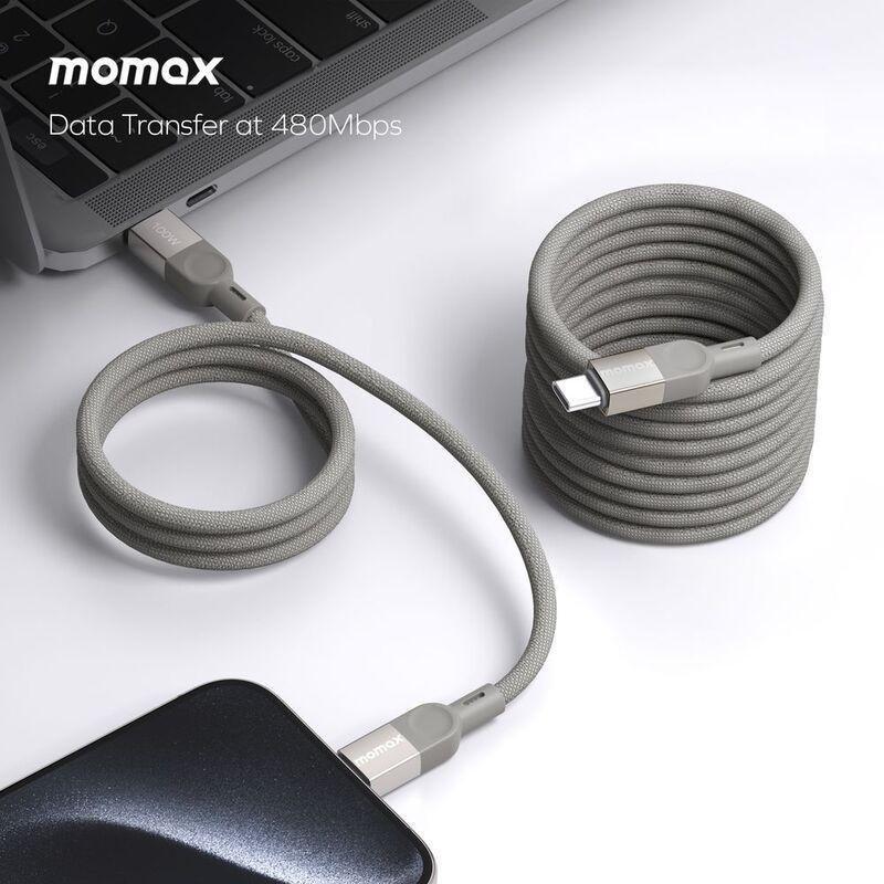 Momax Elite Mag Link 100W USB-C To USB-C Magnetic Cable 2M - Titanium, , large image number 1