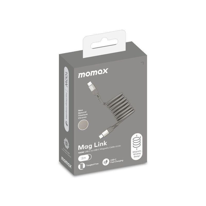 Momax Elite Mag Link 100W USB-C To USB-C Magnetic Cable 2M - Titanium, , large image number 9