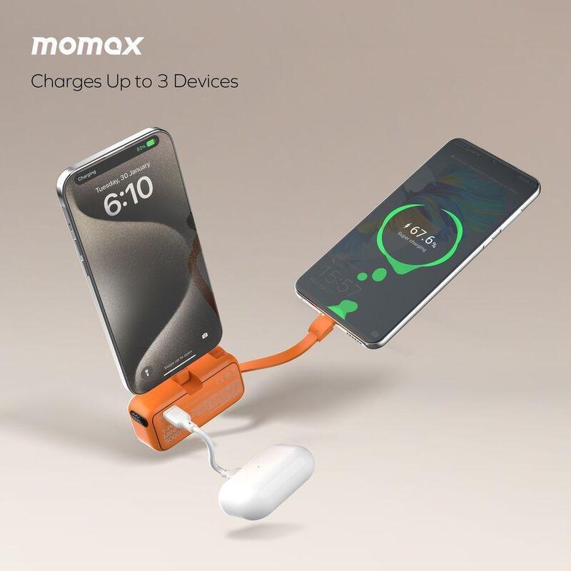 Momax 1-Power Mini 5000Mah 3-In-1 Power Bank With USB-C Plug - White, , large image number 3