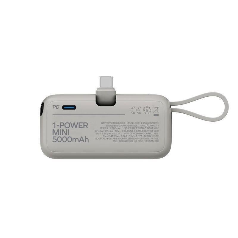 Momax 1-Power Mini 5000Mah 3-In-1 Power Bank With USB-C Plug - White, , large image number 5