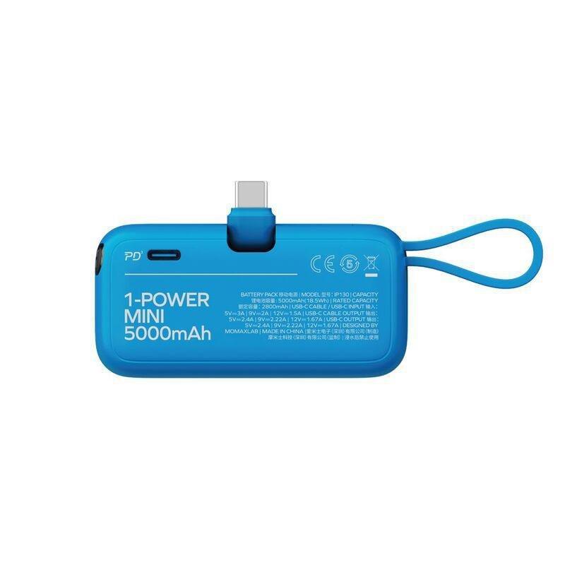 Momax 1-Power Mini 5000Mah 3-In-1 Power Bank With USB-C Plug - Blue, , large image number 5