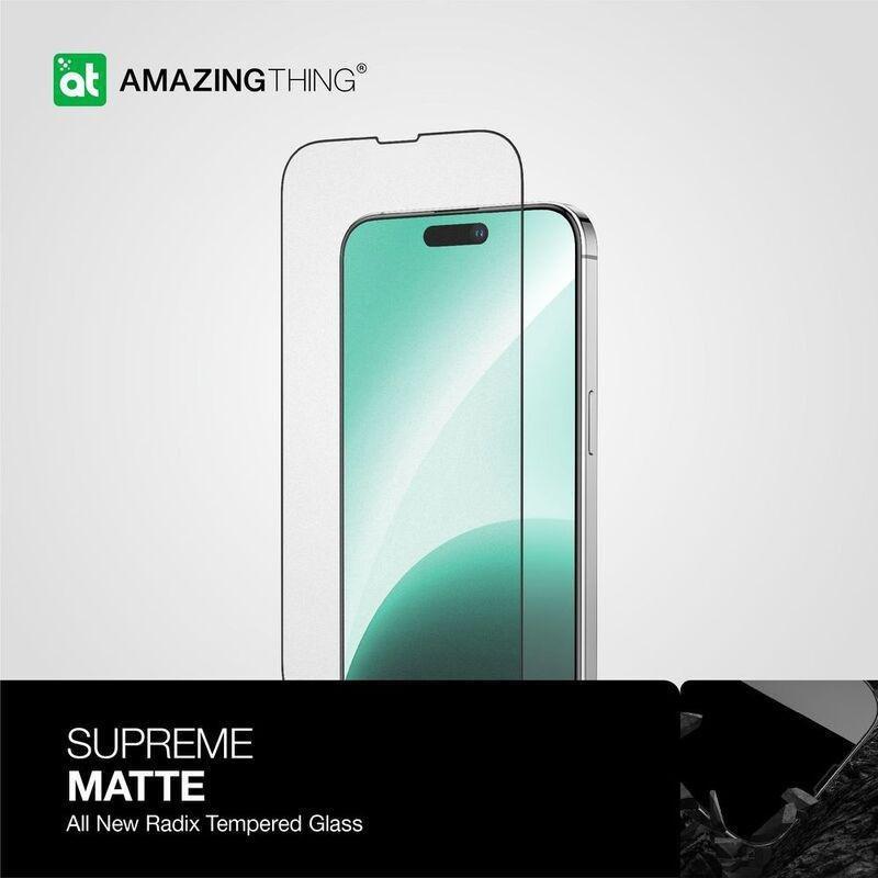 AmazingThing 3D Fully Covered Radix Matte Glass Screen Protector for iPhone 15 Pro, , large image number 0