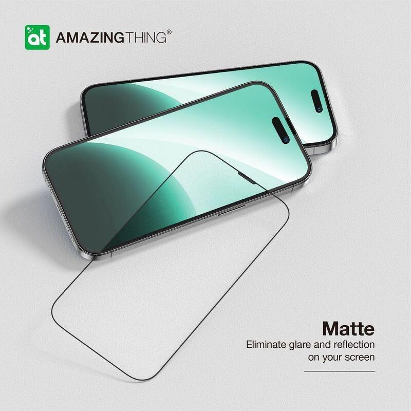AmazingThing 3D Fully Covered Radix Matte Glass Screen Protector for iPhone 15 Pro, , large image number 4