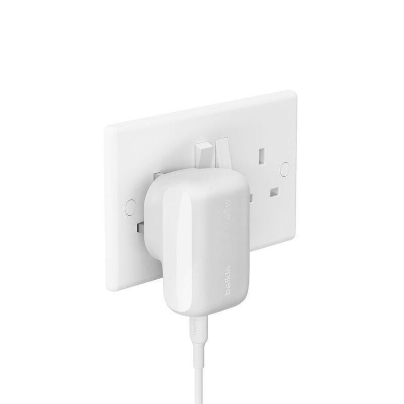 Belkin 42W Wall Charger PD (USB-C - USB-A) - White, , large image number 4