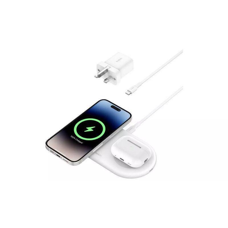 Belkin Wireless Qi2 2-In-1 Pad 15W Charger - (1.5M C-C Cable Included) - White, , medium