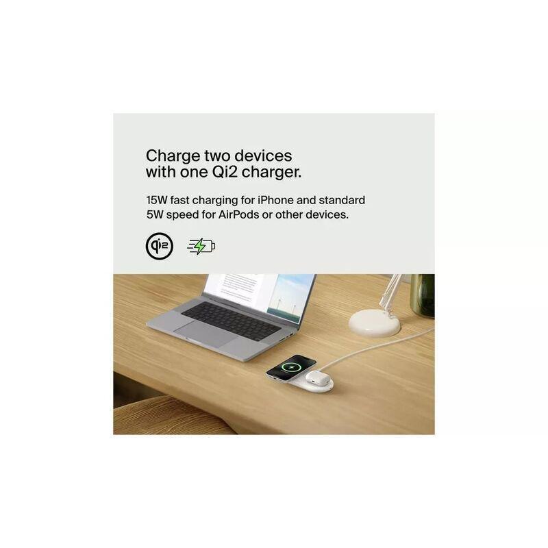 Belkin Wireless Qi2 2-In-1 Pad 15W Charger - (1.5M C-C Cable Included) - White, , large image number 1