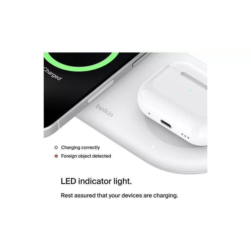 Belkin Wireless Qi2 2-In-1 Pad 15W Charger - (1.5M C-C Cable Included) - White, , large image number 4