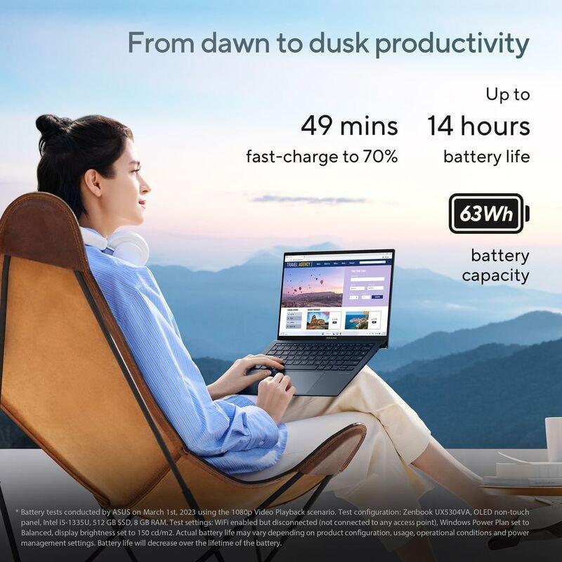 ASUS Zenbook S13 Laptop - UX5304VA-OLEDI7T - Intel Core /16GB/1TB SSD/Intel Iris Xe Graphics/13.3-inch 2.8K (2880 x 1800)/60Hz/Windows 11 Home - Gr..., , large image number 2