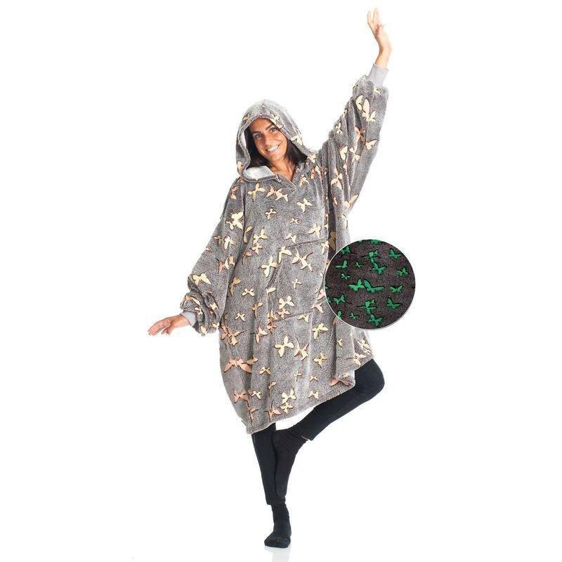 Kanguru Butterflies Hoodie Wearable Blanket (Glow In The Dark) (95 x 90cm), , large image number 1