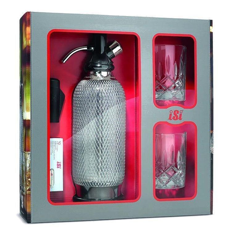 ISI Sodamaker Classic Carbonator Gift Set 1000ml With 2 Drinking Glasses (Set Of 3), , large image number 0