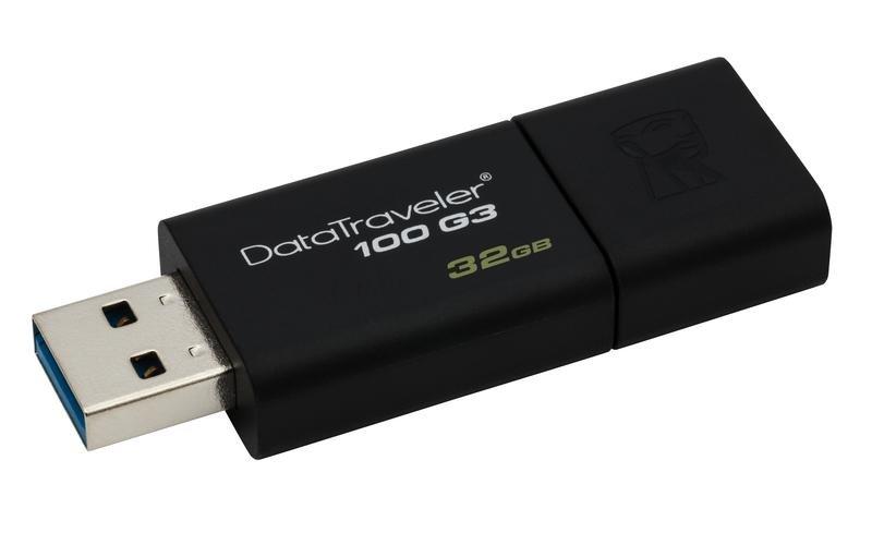 Kingston 32GB Data Traveler 100 G3 USB 3.0 Flash Drive Black, , large image number 0