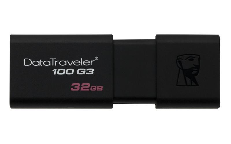 Kingston 32GB Data Traveler 100 G3 USB 3.0 Flash Drive Black, , large image number 2