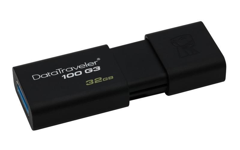 Kingston 32GB Data Traveler 100 G3 USB 3.0 Flash Drive Black, , large image number 3