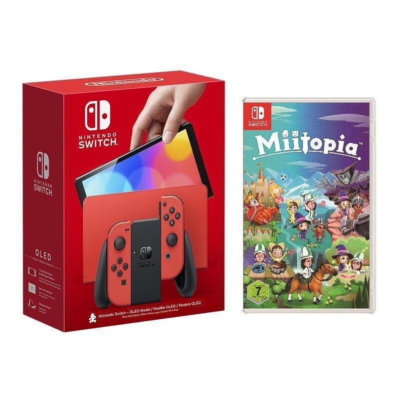Nintendo Switch OLED - Mario RED Edition Console + Miitopia (Bundle), , large image number 0