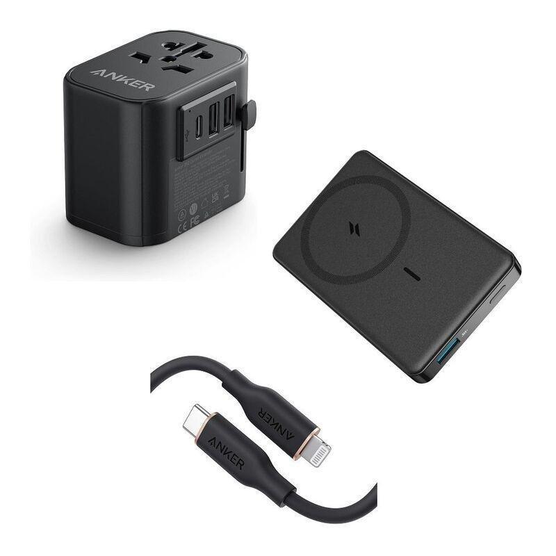 Anker 334 MagGo Battery - PowerCore 10K + PowerExtend USB-C Travel Adapter 30W + PowerLine III Flow USB-C to Lightning Cable 3ft, , large image number 0