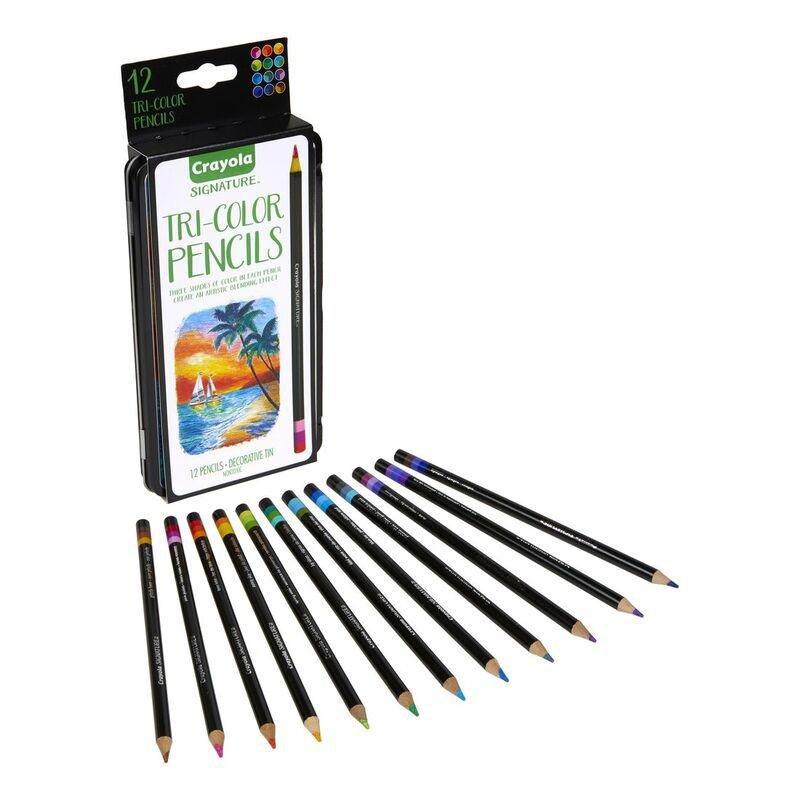 Crayola Signature Tri Color Pencils W Tin (Set Of 12), , large image number 0