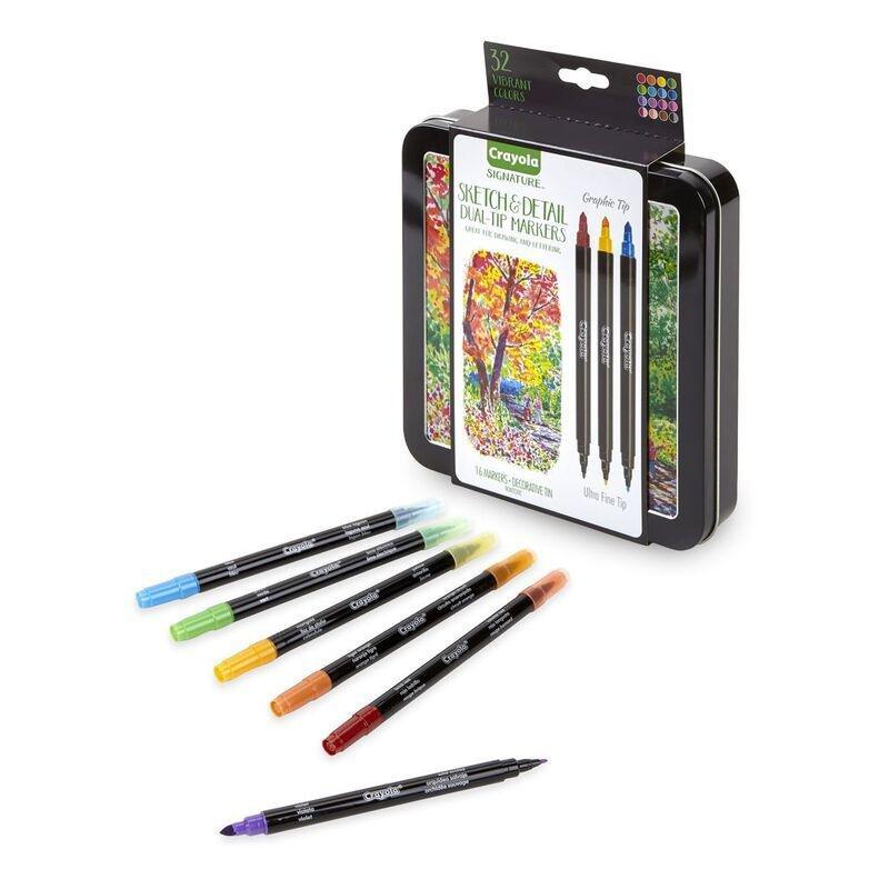 Crayola Signature Sketch Detail Dual Ended Markers (Set Of 16), , medium
