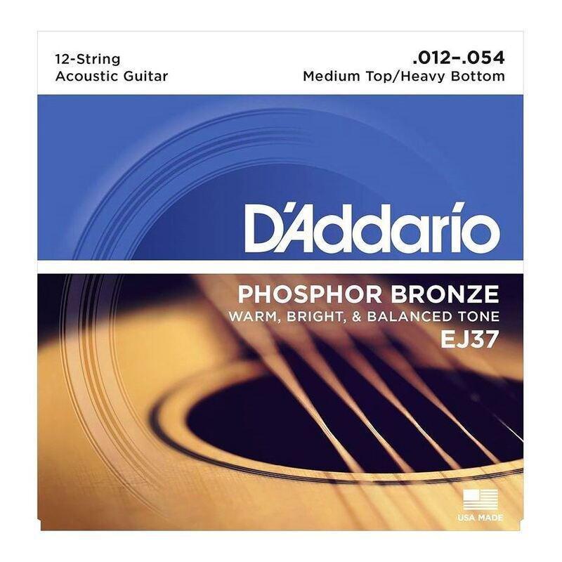 D'Addario EJ37 Phosphor Bronze 12-String Acoustic Guitar Strings - Medium Top - Heavy Bottom - 12-54, , large image number 0