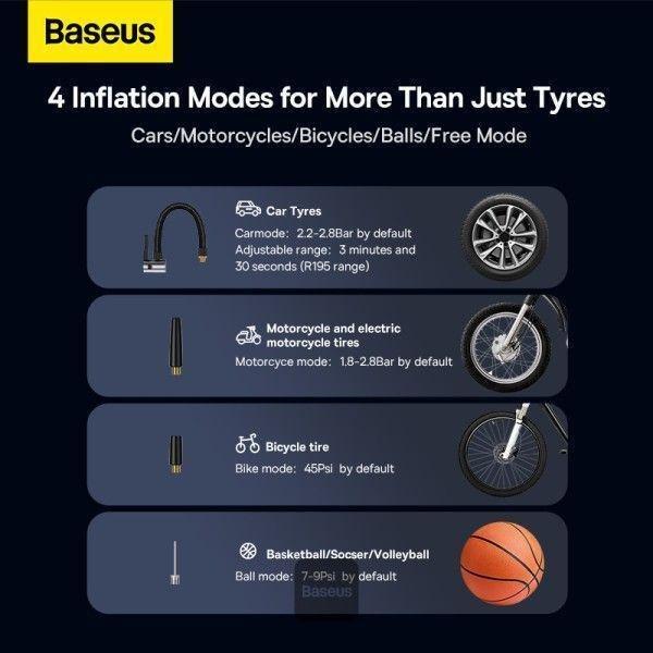 Baseus Mega Energy Pump Dual Cylinder Wireless Inflator - Black, , large image number 3