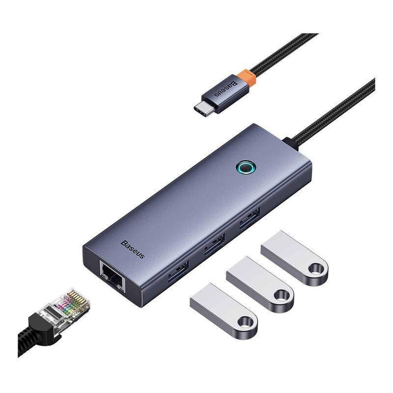 Baseus Flite Series 4-Port HUB - Space Grey (Type-C to USB 3.0 *3/RJ45 *1), , medium