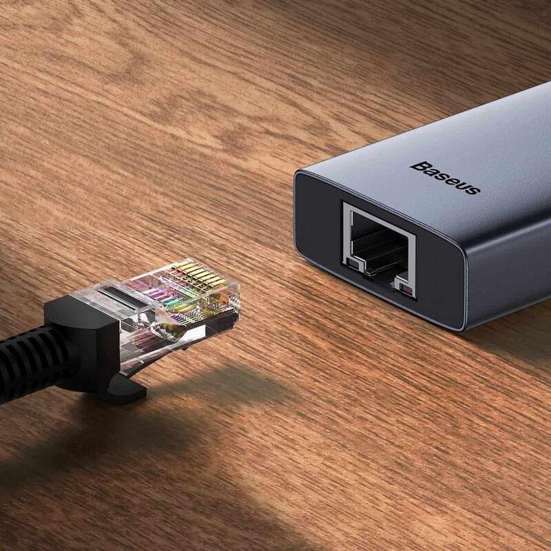 Baseus Flite Series 4-Port HUB - Space Grey (Type-C to USB 3.0 *3/RJ45 *1), , large image number 1