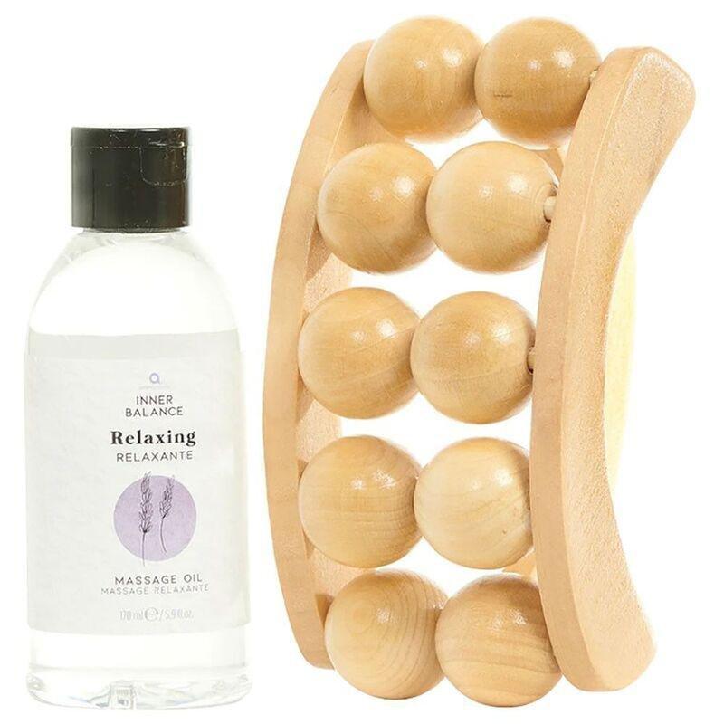 Aroma Home Inner Balance Relax & Unwind Body Massage Set (Wooden Massager / Lavender Massage Oil), , large image number 1